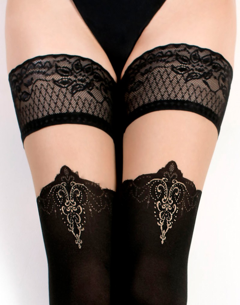 Ballerina - Fantasy Hold Ups - Stockings Size S-M (20/50 denier) - Black & Transparent