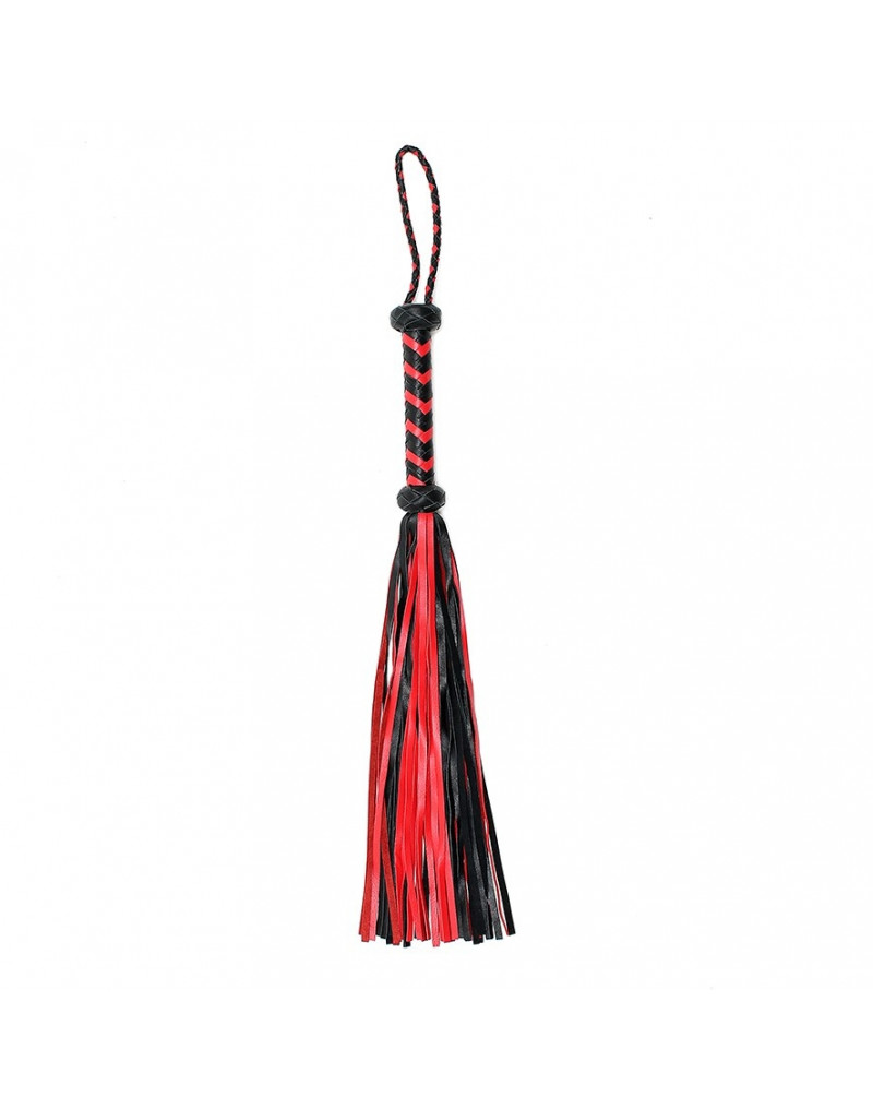 Braided Flogger with 45 Strings (50 cm) - Black & Red