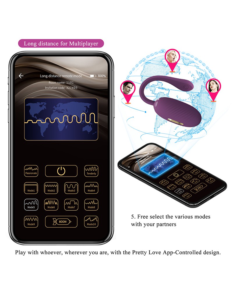 Doreen Wearable Electric Shock Vibrator with App Control Purple - Image 6