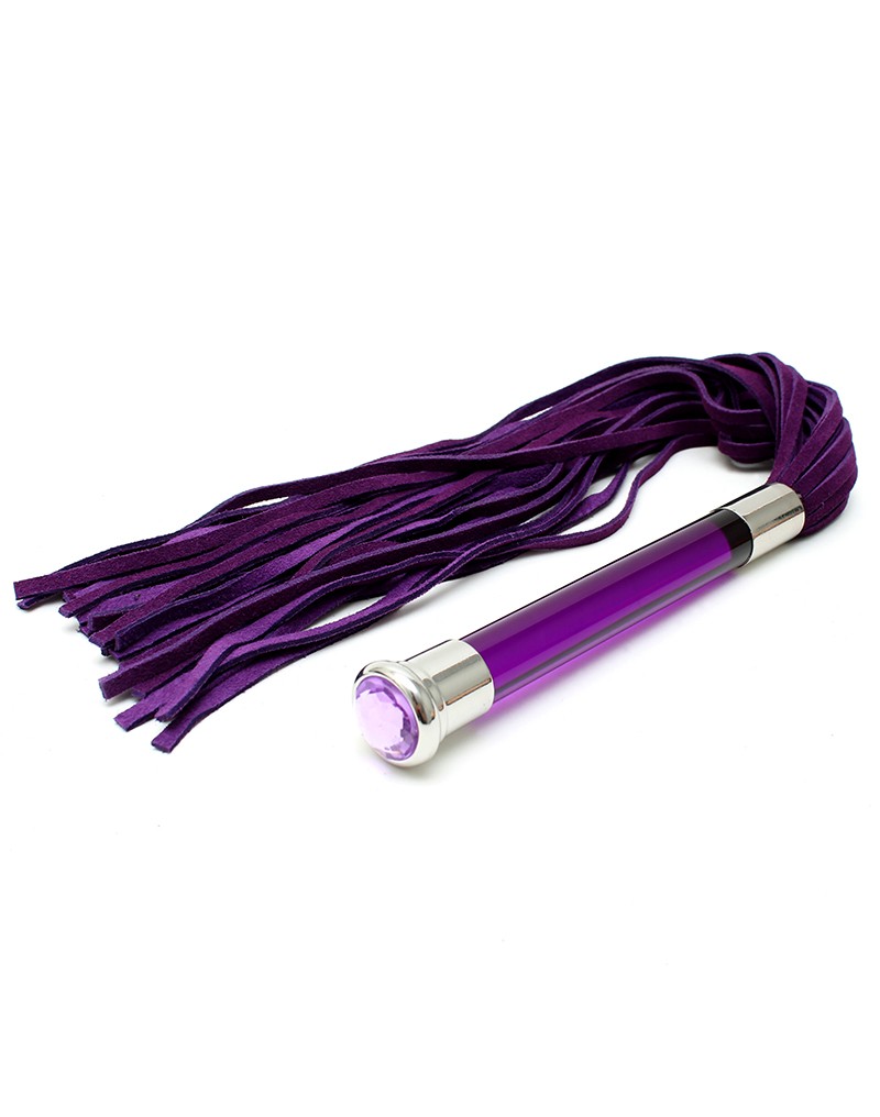 Rim Flogger with Suede Strings, Glass Handle and Crystal (58 cm)