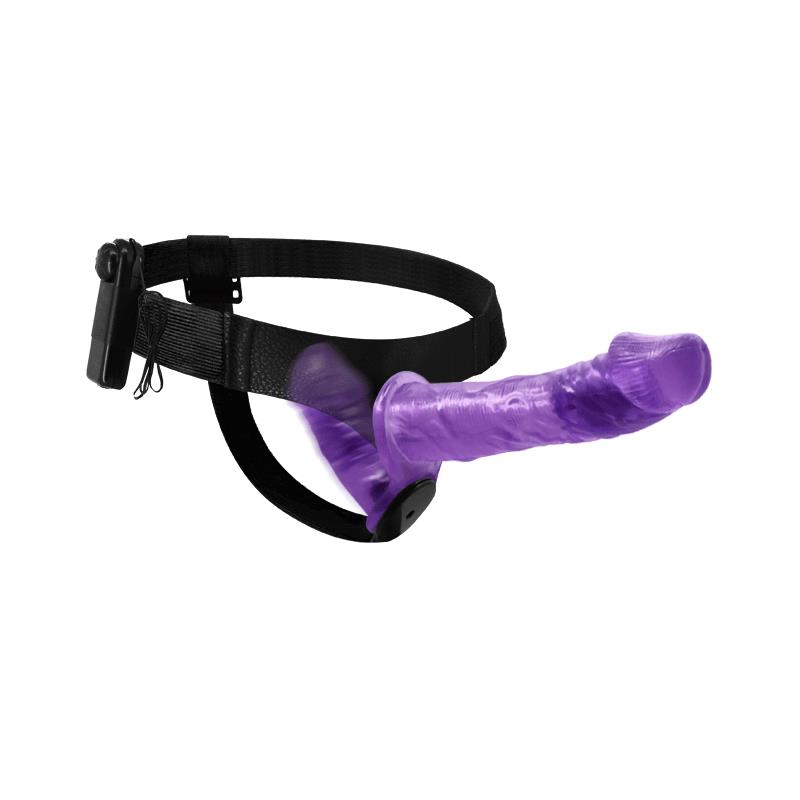 Baile Harness Double Dildo with Vibration Purple - Image 2