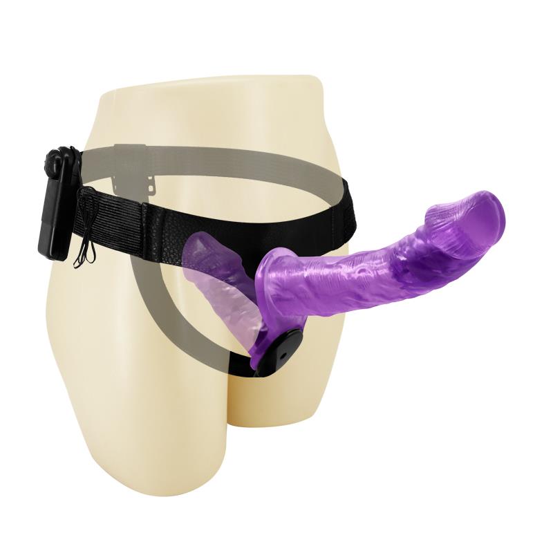 Baile Harness Double Dildo with Vibration Purple - Image 5