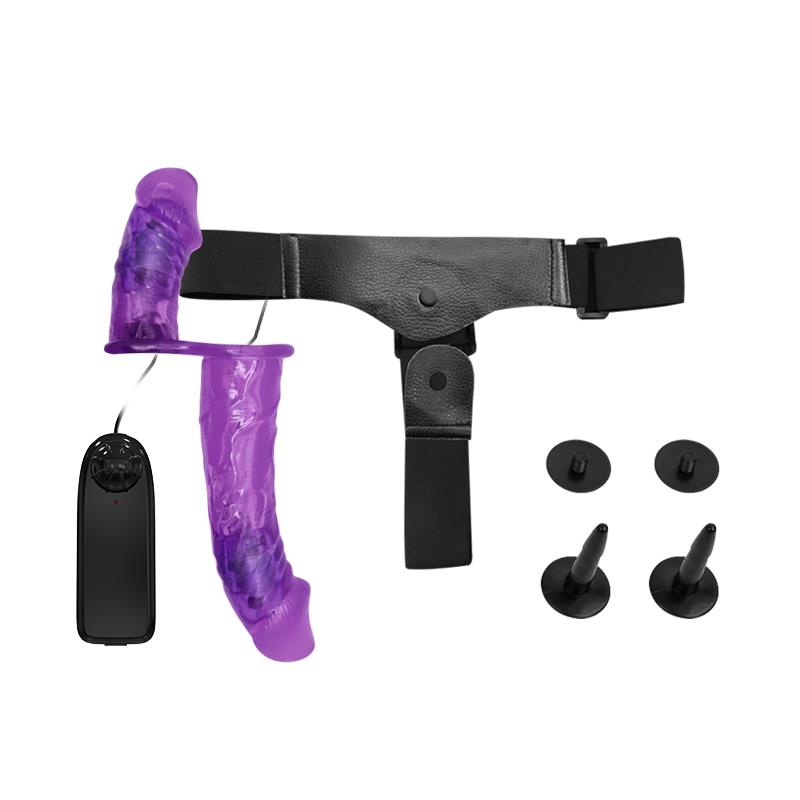 Baile Harness Double Dildo with Vibration Purple - Image 6