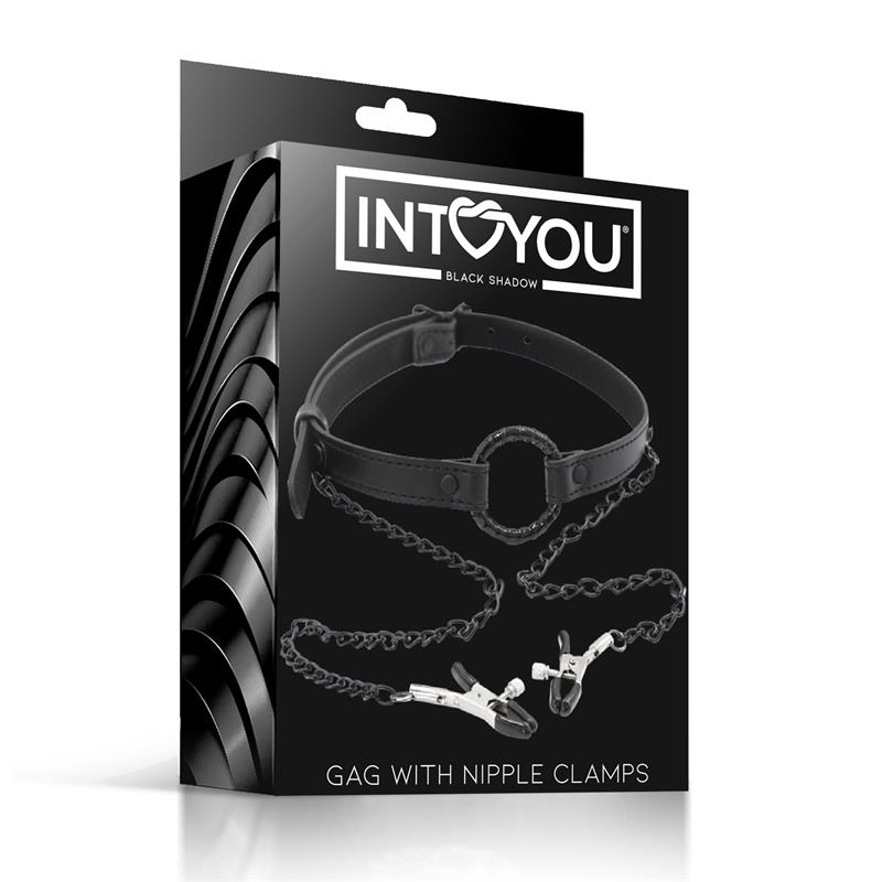 O Ring Gag and Nipple Clamps Vegan Leather - Image 5