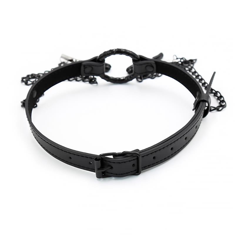 O Ring Gag and Nipple Clamps Vegan Leather - Image 7